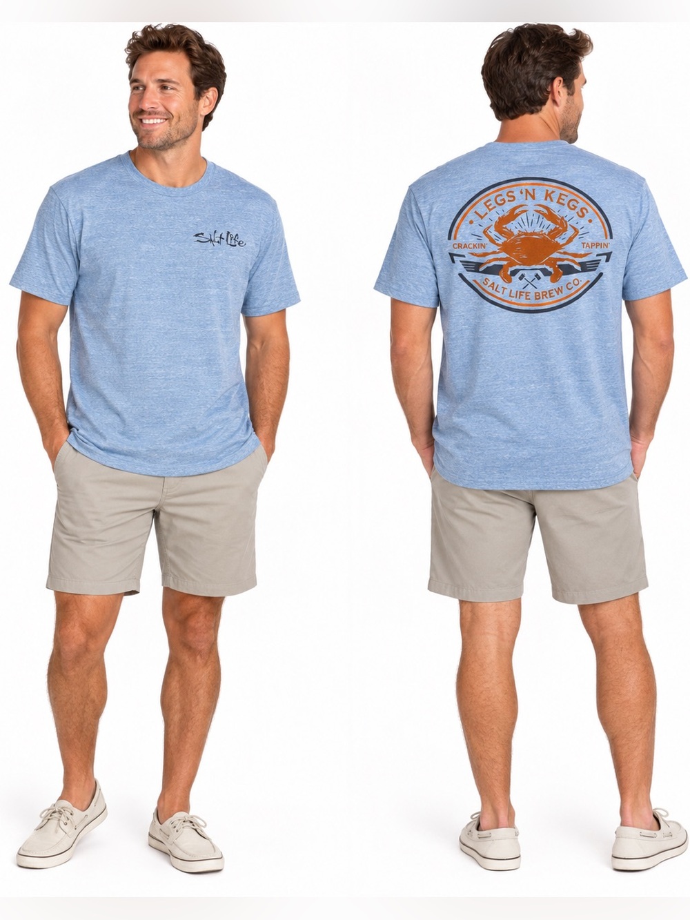 Salt Life Legs N Kegs T-Shirt Men’s 2XL Blue Crab Graphic Short Sleeve